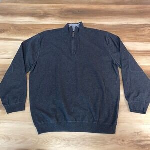 Nat Nast Luxury Originals Sweater Mens XL Charcoal Gray Cotton Cashmere 1/4 Zip